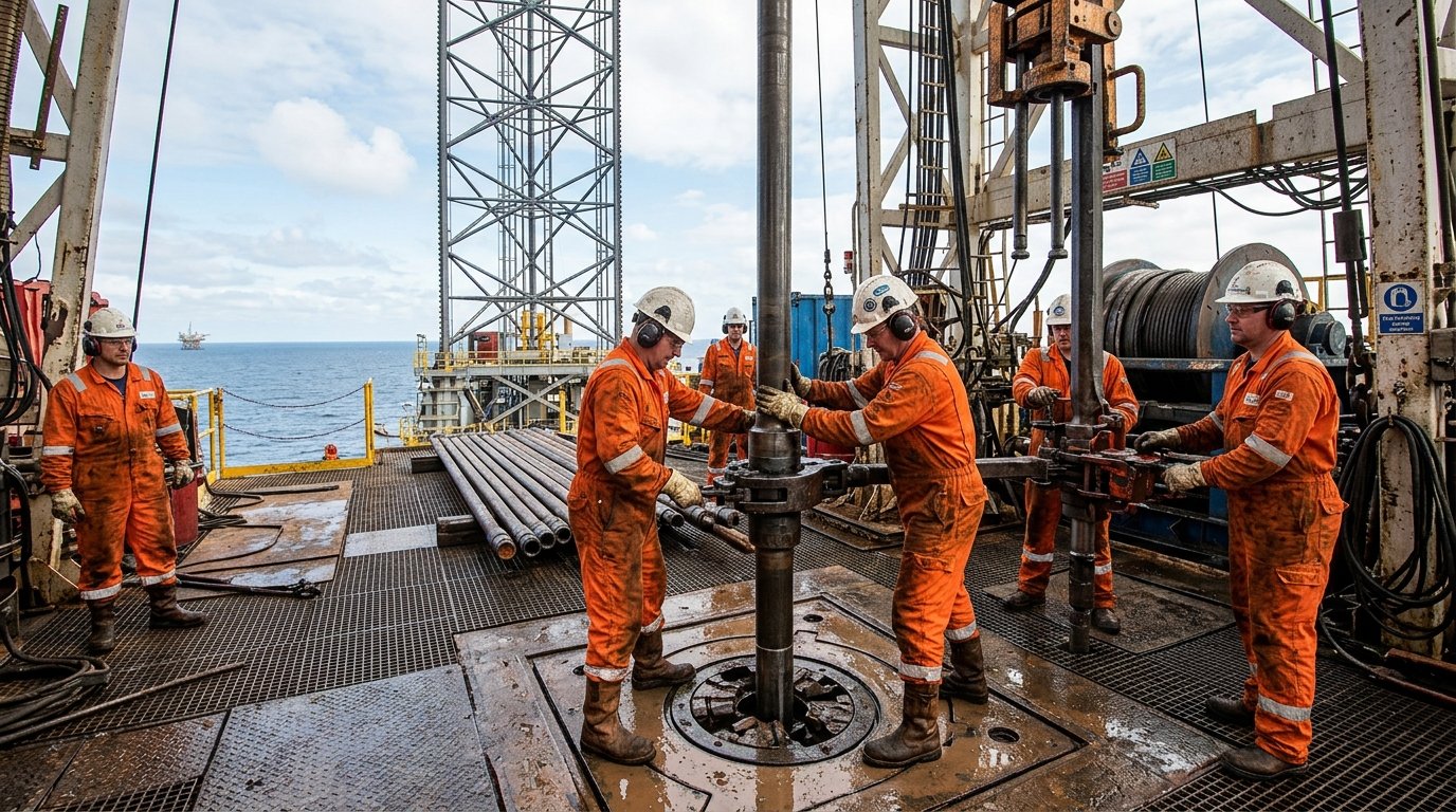 Offshore Drilling Crew on Rig Platform